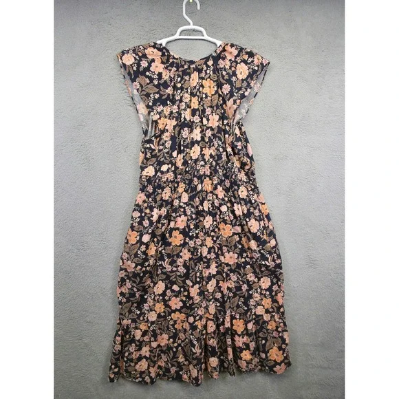 Old Navy Dress Womens XL Blue Tiered Floral Cottagecore Smocked Waist Midi Flowy - Picture 3 of 16